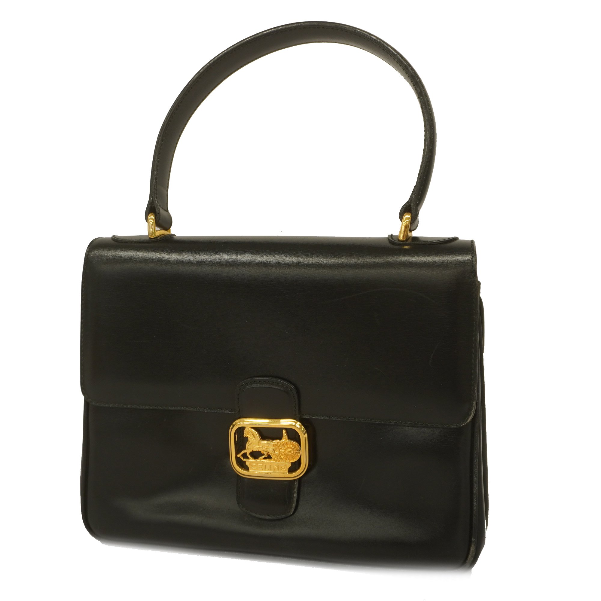 Celineauth Handbag Carriage Women's Leather Black